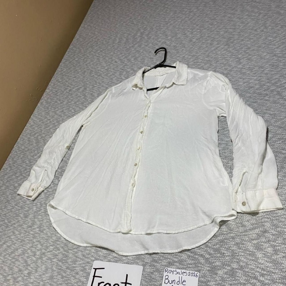 Jane Delancey white button up blouse women L. SKU-C226
